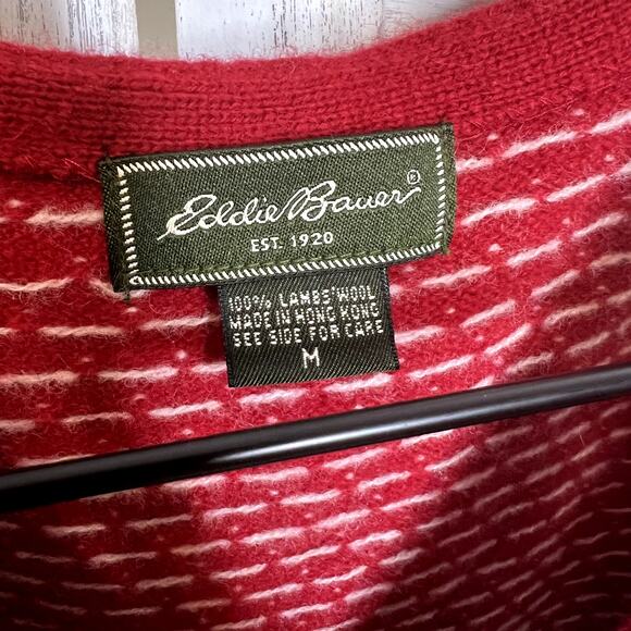 EDDIE BAUER VINTAGE Women's Nordic Fair Isle Sweater Vest Lambswool Red Gray Med - Picture 7 of 14